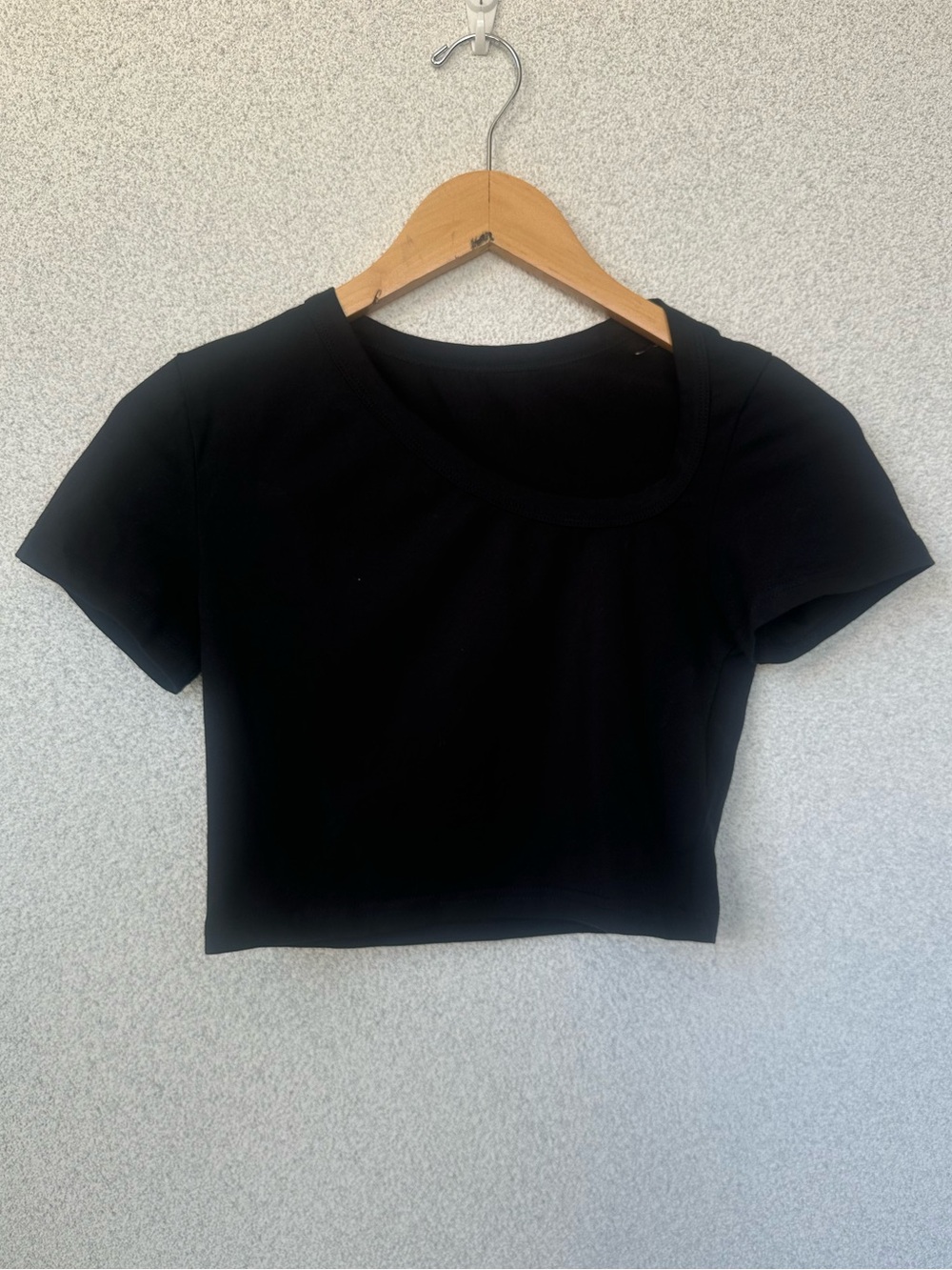 Ann Andelman Black Cropped Short Sleeve Baby Tee, Womens Size Small